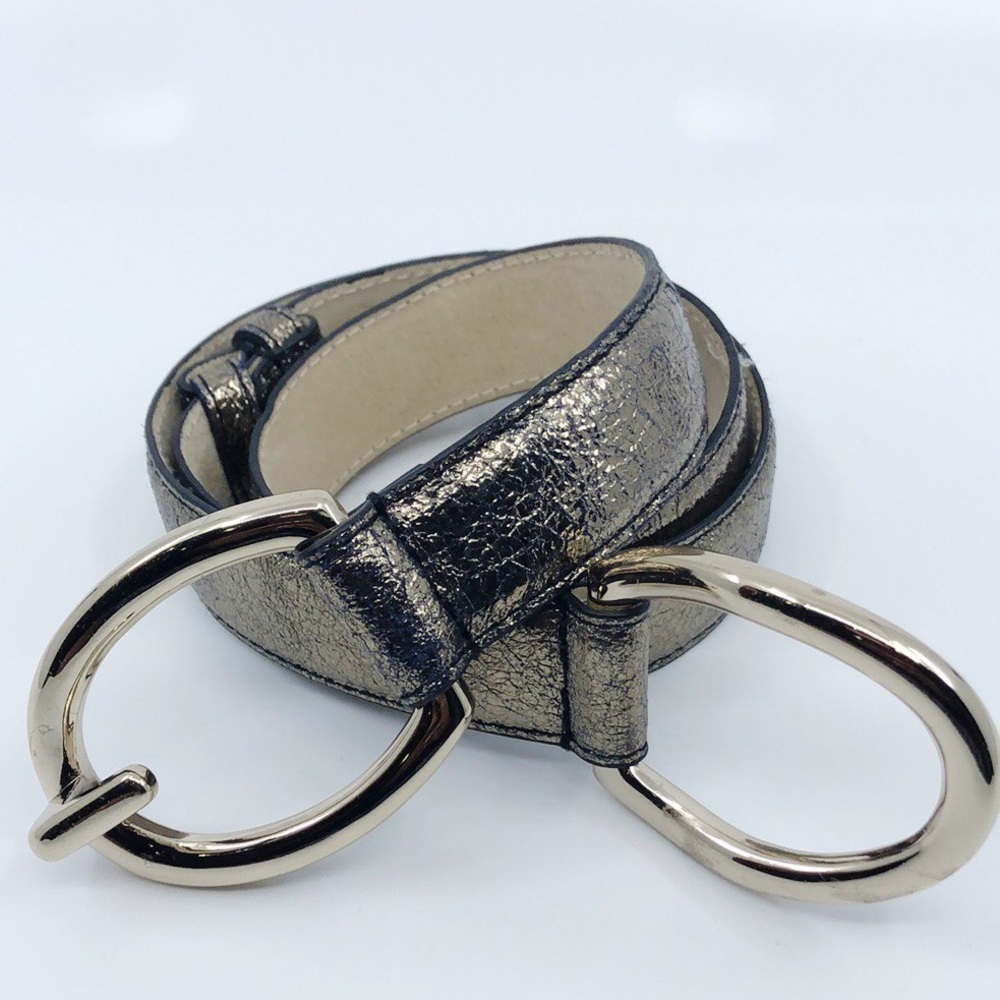 Lodis | Gold Metallic Leather Loop Belt | L